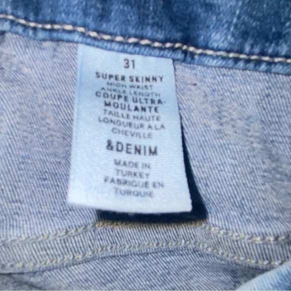 & Denim by H&M Womens 31 Lt Blue Skinny Jeans High Rise Distressed Ripped Denim - Picture 6 of 7